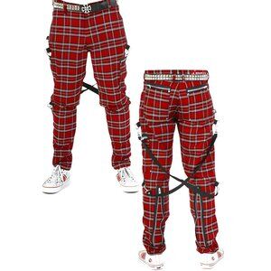 *Rare* Red Plaid Punk Rock Bondage Pants by Dogpile  Brand-New Deadstock